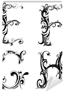 Set Of Decorative Letter Shape Isolated On White Wall - Tatuaggi Tribali Lettere Alfabeto (400x400), Png Download