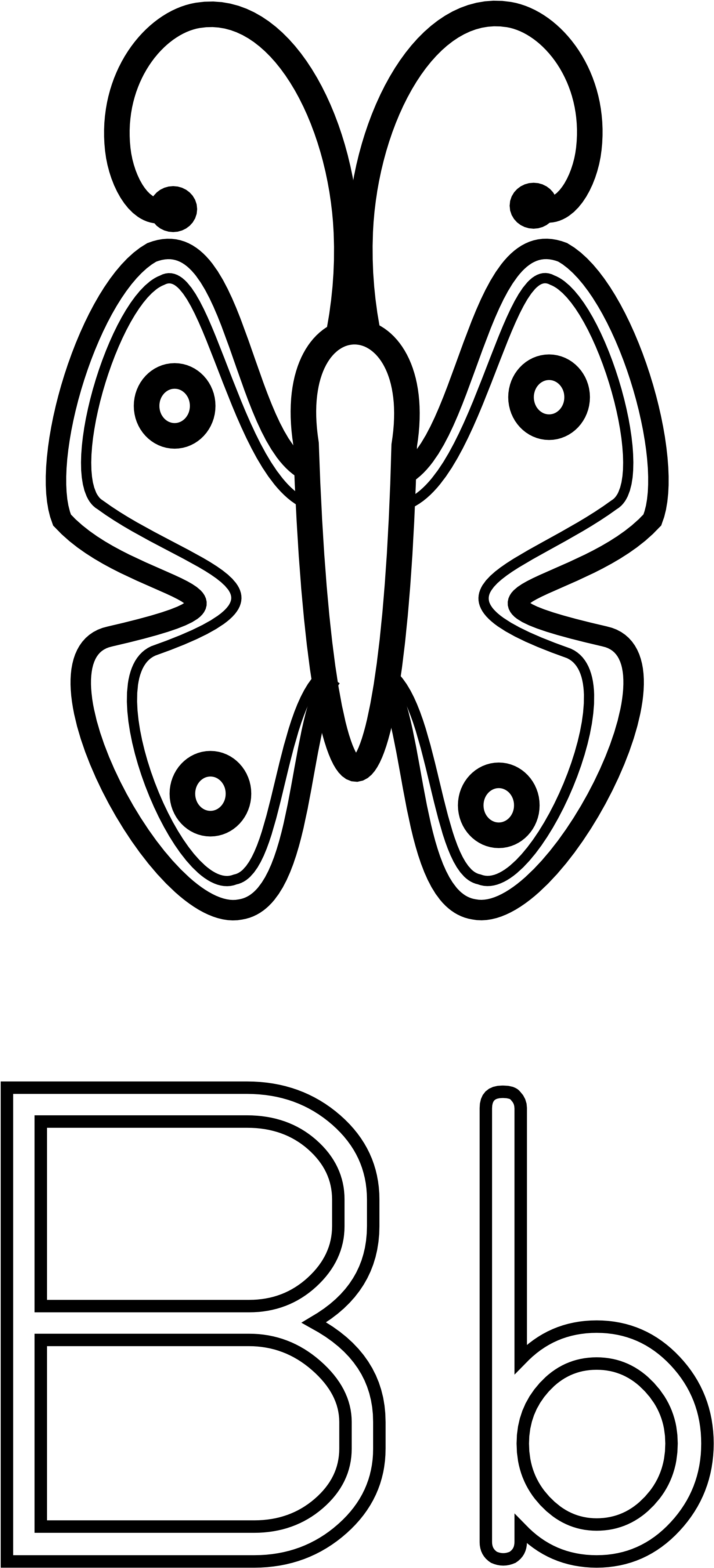 Letter B Clipart Black And White - B Is For Butterfly (1969x4296), Png Download
