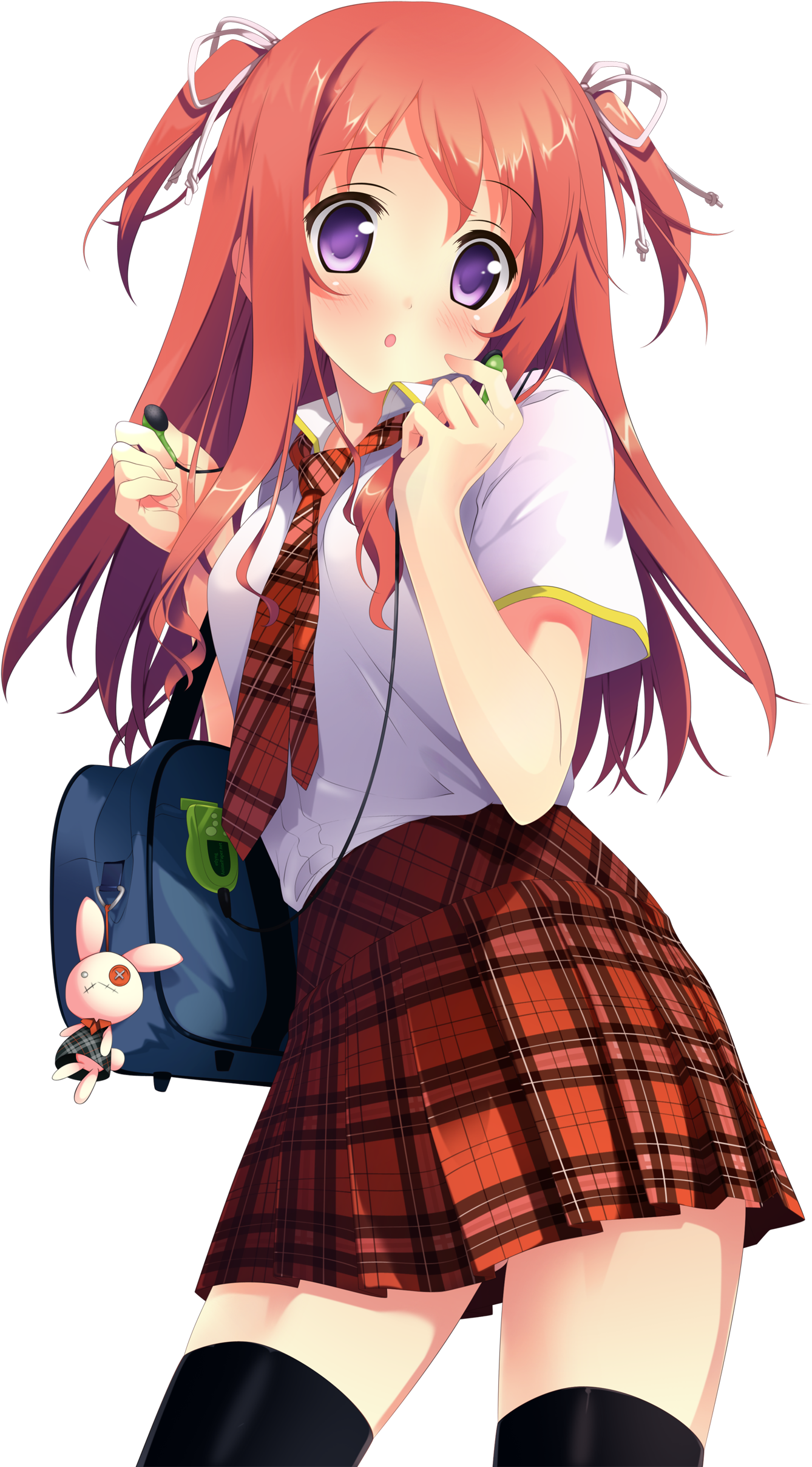 Anime School Girl Red Hair (1667x2500), Png Download