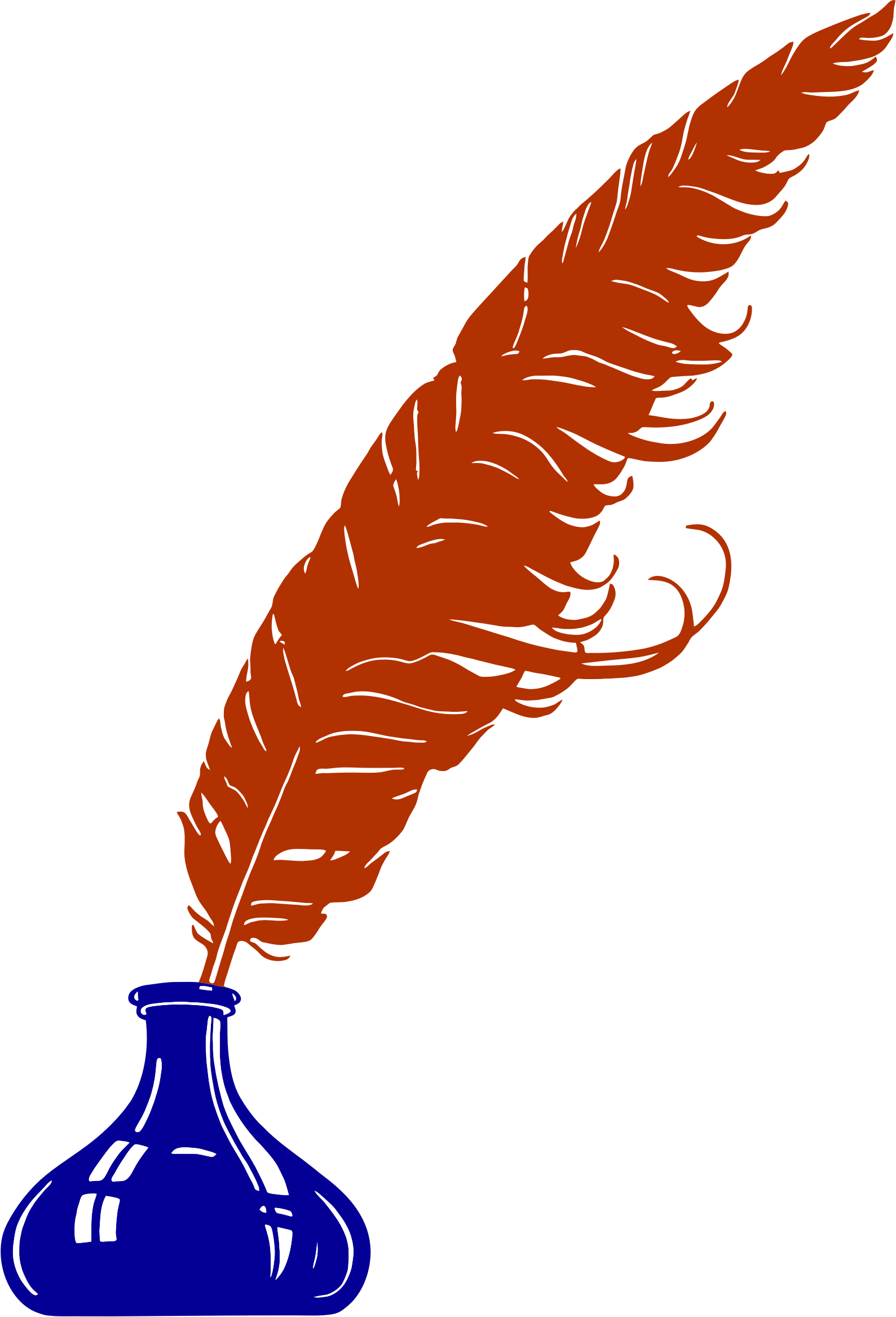 Blue Feather Transparent Png - Quill Clipart (1589x2335), Png Download
