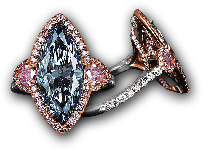 Description - Fancy Blue Diamond Rings (700x700), Png Download