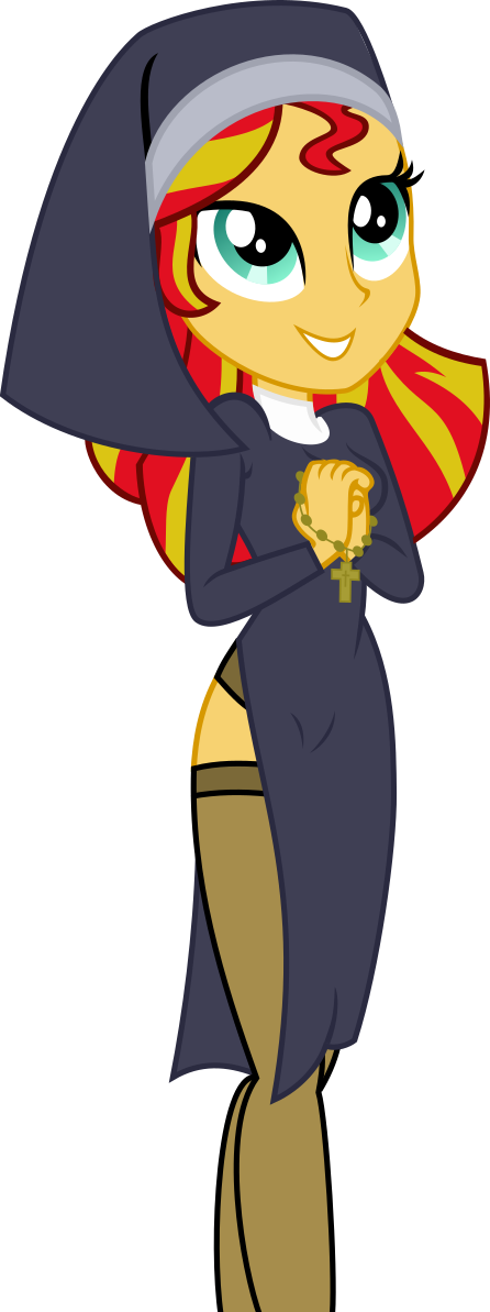 Breasts, Christian Sunset Shimmer, Clothes, Equestria - Cartoon (446x1193), Png Download