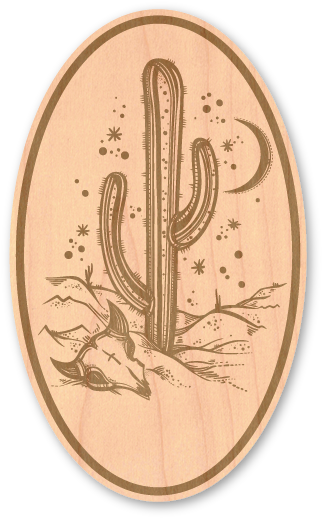 Desert Cactus Night Art (328x524), Png Download