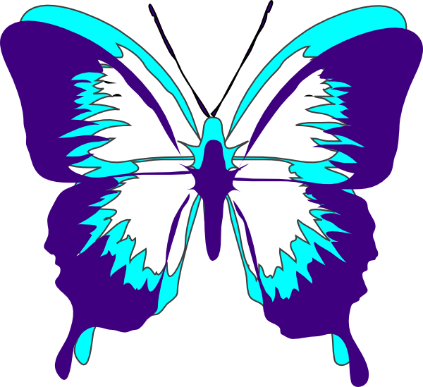 Turquoise Clipart Purple Butterfly - Butterfly Clip Art Png (600x549), Png Download