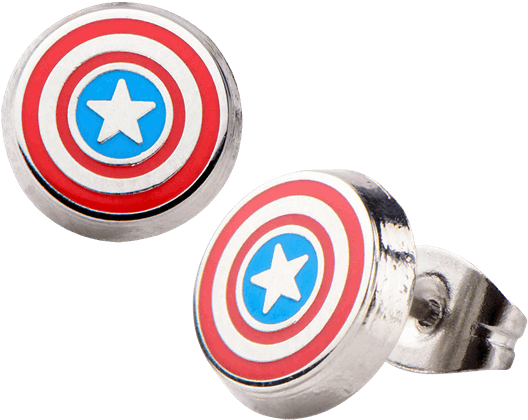 Captain America Shield Logo Stud Earrings (600x600), Png Download