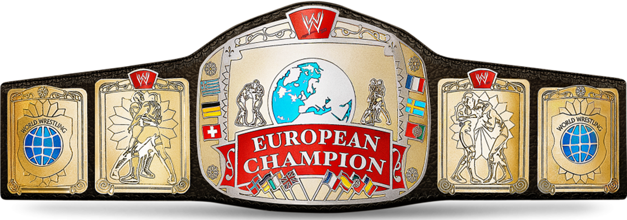Wwf European Championship Title Dave (2000x718), Png Download