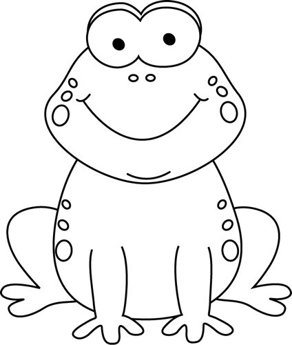 Frog Clipart Black And White - Frog Cartoon Images Black And White (424x500), Png Download