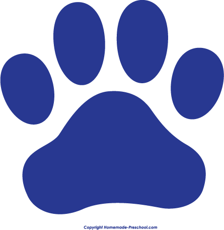 Paws Clipart Logo - Blue And White Paw Print (445x456), Png Download