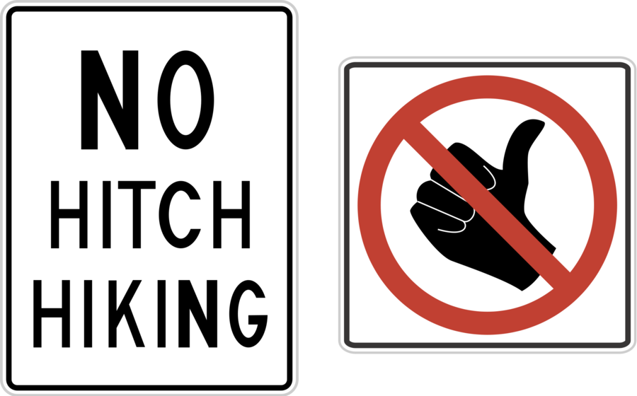 Download Thumbs Up Road Sign Clipart Hitchhiking Thumb - No Hitchhiking (900x560), Png Download