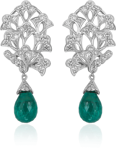 Emerald Tear Drop Diamond Earrings - Diamond Emerald Earrings Drop Png (800x800), Png Download