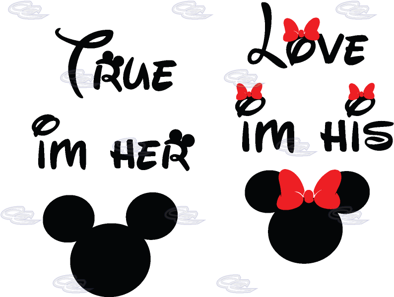Love Text Clipart Minnie Mouse - True Love Mickey And Minnie (812x697), Png Download