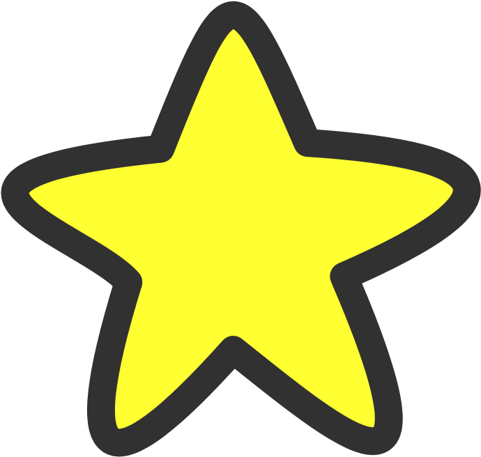 Black, Outline, Star, Yellow, White, Five, Cartoon - Cartoon Stars (640x607), Png Download