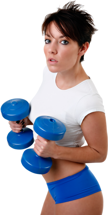 Young Fitness Woman Exercises With Dumbbell Png Image - Woman Exercising Png (500x767), Png Download