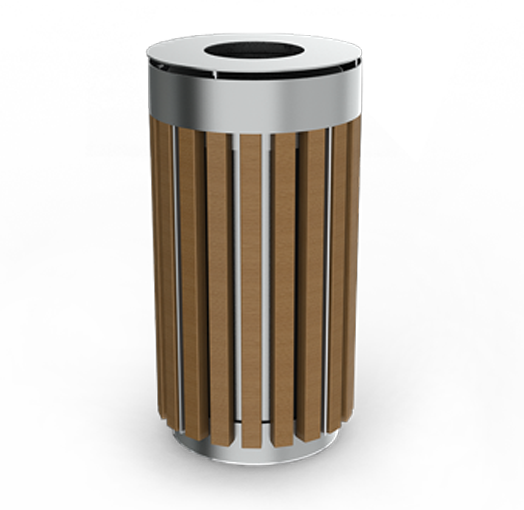 Round Steel Frame Wooden Outdoor Trash Can - Kosz Na Śmieci (524x510), Png Download