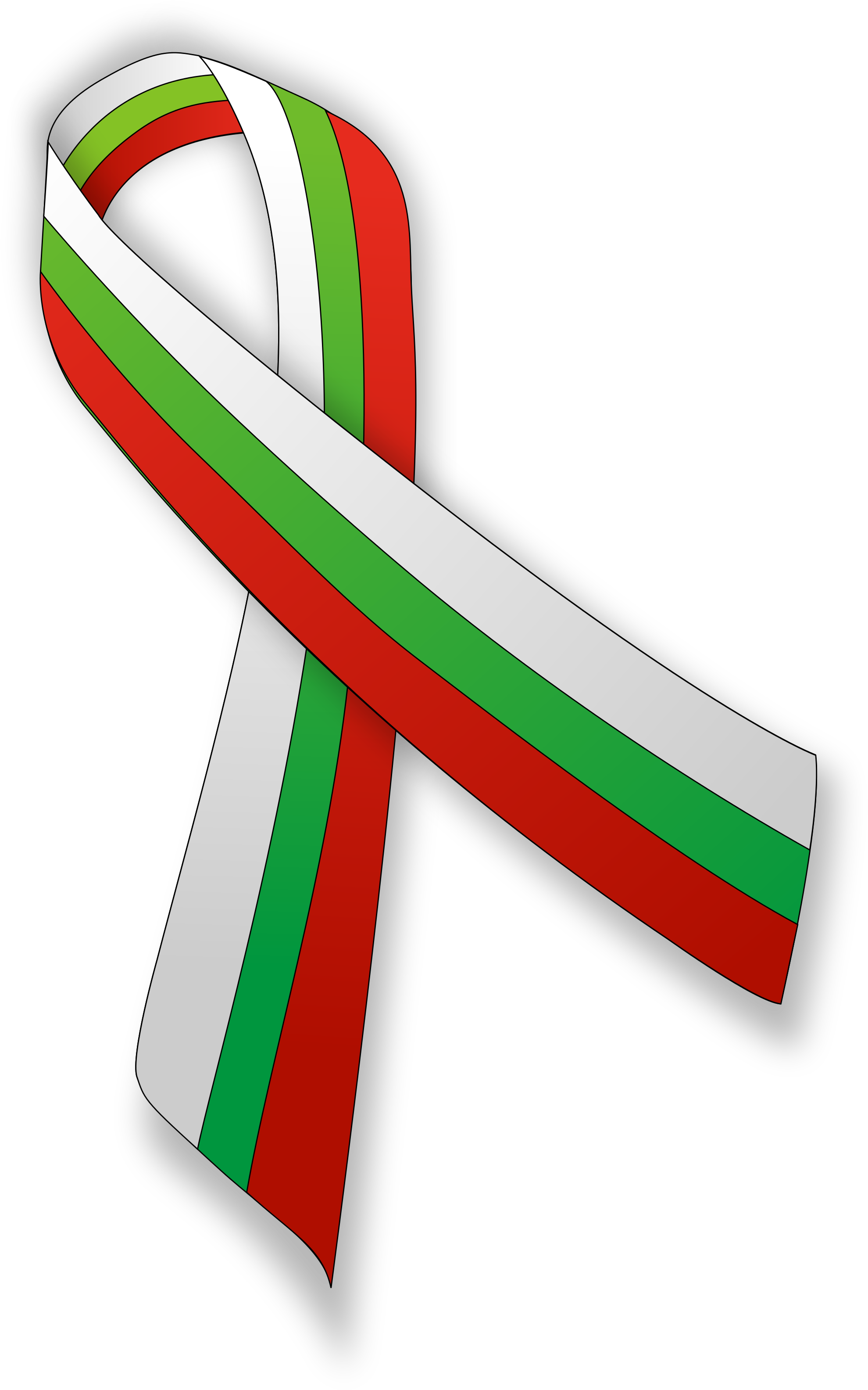 Open - Green White Red Ribbon (2000x3240), Png Download