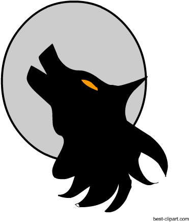 Wolf And Full Moon Clip Art - Stencil (450x450), Png Download