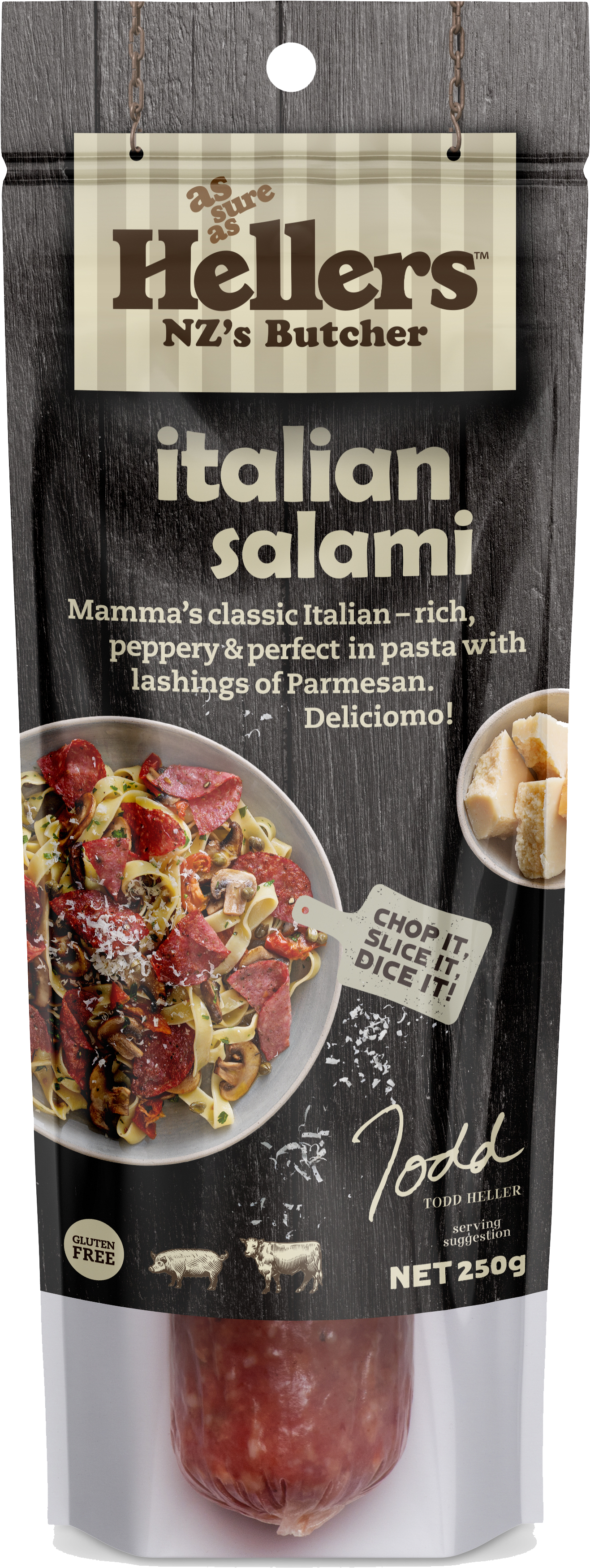 Italian Salami Chub - Heller's Salami (375x590), Png Download