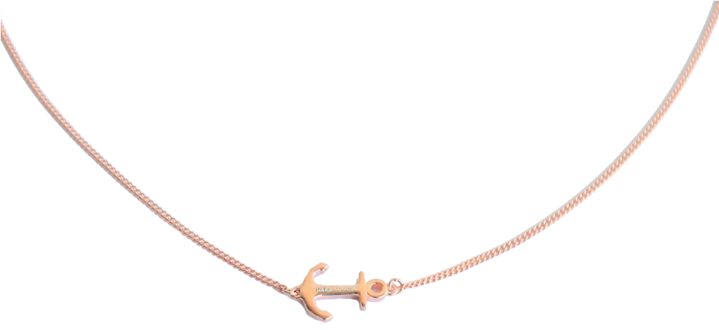 925 Rose Gold Anchor Necklace - Necklace (1024x701), Png Download
