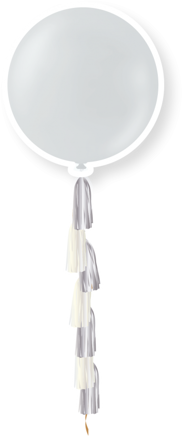 36" Silver Metallic Tassel Balloons - Balloon (400x900), Png Download