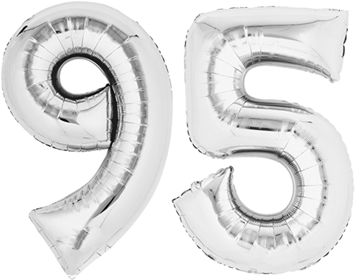 Foil Balloon 80cm Silver Lettering "95" Birthday Balloon - 9 Rose Gold Balloons (768x768), Png Download
