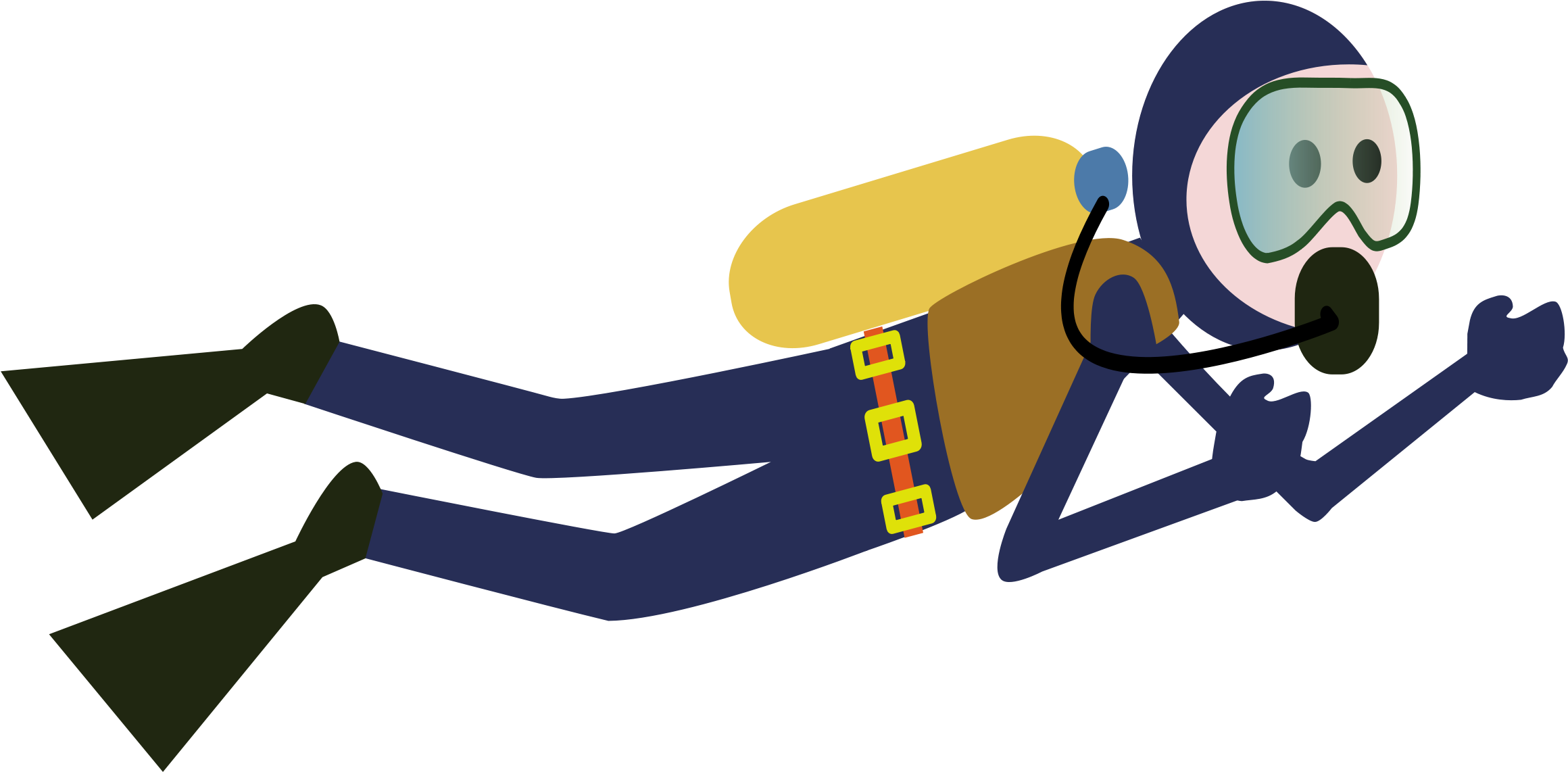 Diver Clipart Group - Scuba Dive Clipart (2400x1147), Png Download