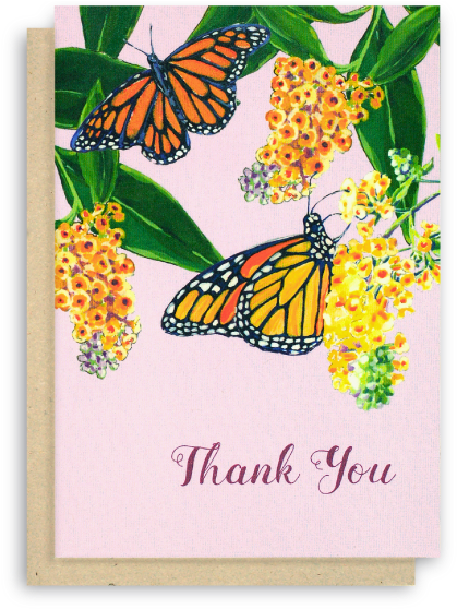 Monarch Butterfly Thank You Card With Purple Background - Foral Business Thank You Card (619x577), Png Download