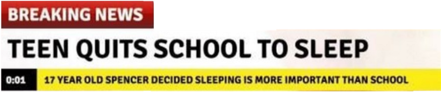 Breakin Breaking News Breakingnews Lol - Teen Quits School To Sleep (963x240), Png Download