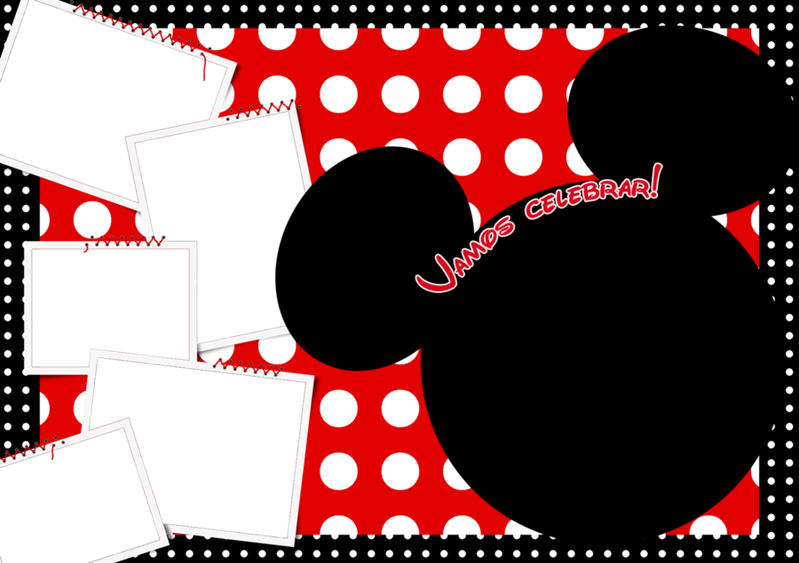 Convite Da Minnie Vermelha Com Moldura Clipart Minnie - Molduras Convite Minnie Vermelha (900x635), Png Download