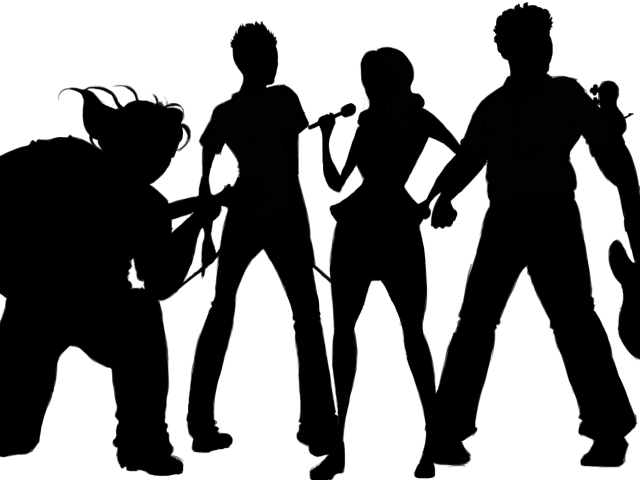 Rock Band Clipart Silhouette - Band Playing Silhouette Png (640x480), Png Download