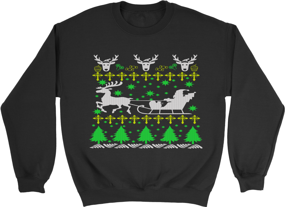 Santa Silhouette Funny Ugly Unisex Christmas Sweatshirt - Buffalo New York Polish Pride Shirt (1000x1000), Png Download