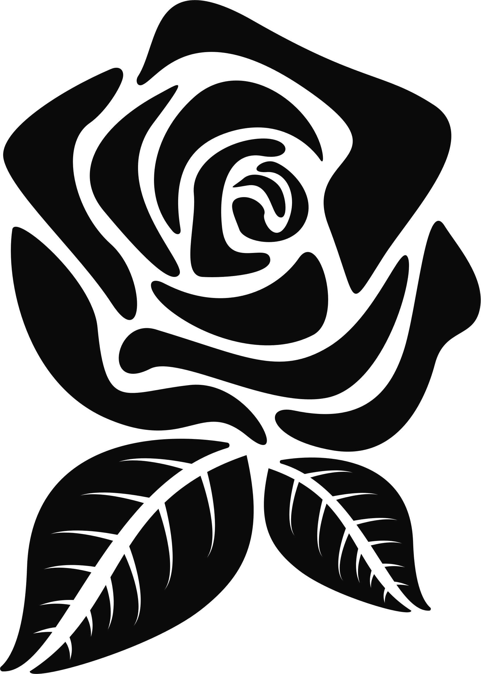 Clipart Rose - Silhouette Of A Rose (1690x2366), Png Download
