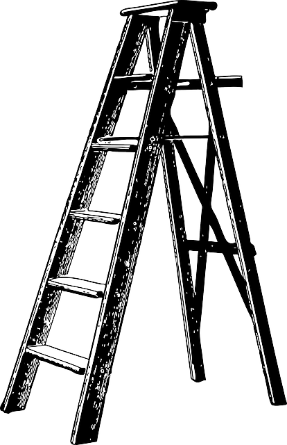 Man, Silhouette, Cartoon, Tool, Construction, Free - Ladder Clip Art (414x640), Png Download