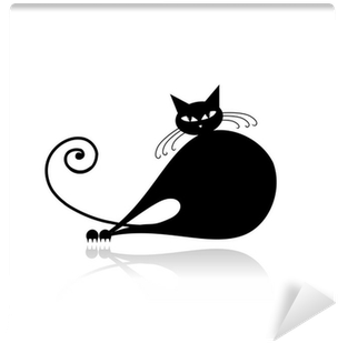 Black Cat Silhouette For Your Design Wall Mural • Pixers® - Cat Silhouette (400x400), Png Download