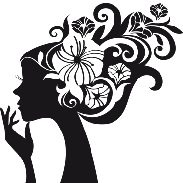 Flower Silhouette Girl Decal - Silhouette Images Of Flowers (374x373), Png Download