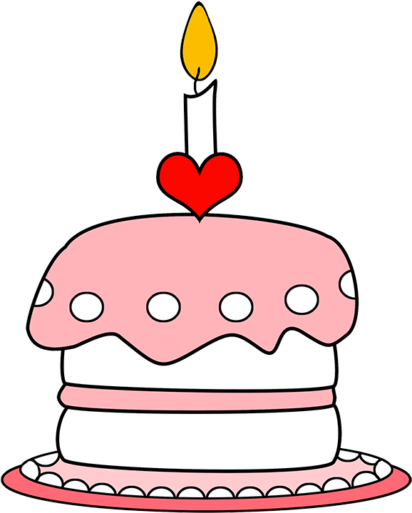 Pink Birthday Cake With One Candle - Birthday Cake (692x827), Png Download