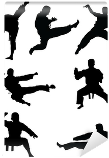Black Silhouettes Of Karate, Vector Wall Mural • Pixers® - Painting (400x400), Png Download