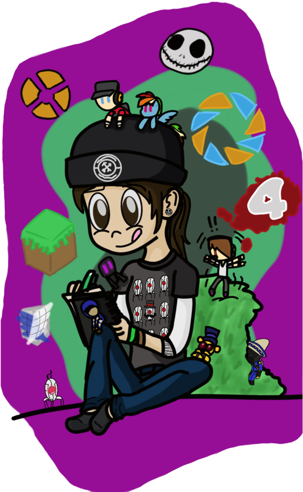 Crossover, Five Nights At Freddy's, Left 4 Dead, Portal - Cartoon (791x1024), Png Download