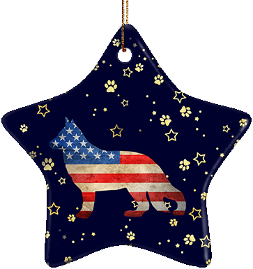 German Shepherd Usa Ceramic Star Ornament - Ceramic (363x385), Png Download