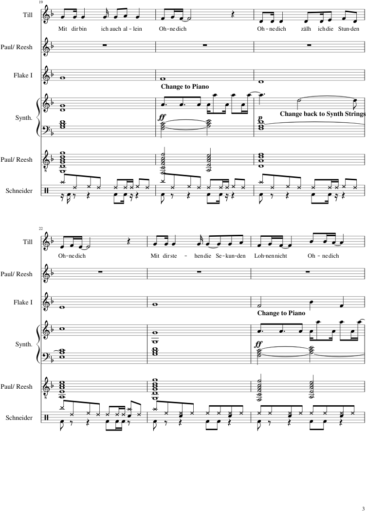 Ohne Dich Sheet Music Composed By Rammstein 3 Of 11 - Rammstein Ohne Dich Piano Sheet (827x1169), Png Download