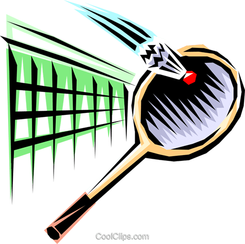 Badminton Racket And Birdie Royalty Free Vector Clip - Badminton Racket And Birdie Drawing (480x478), Png Download