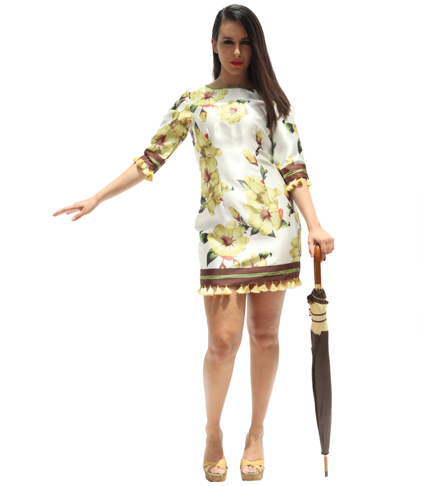 Green N White Dress - Fashion Model (1000x1000), Png Download