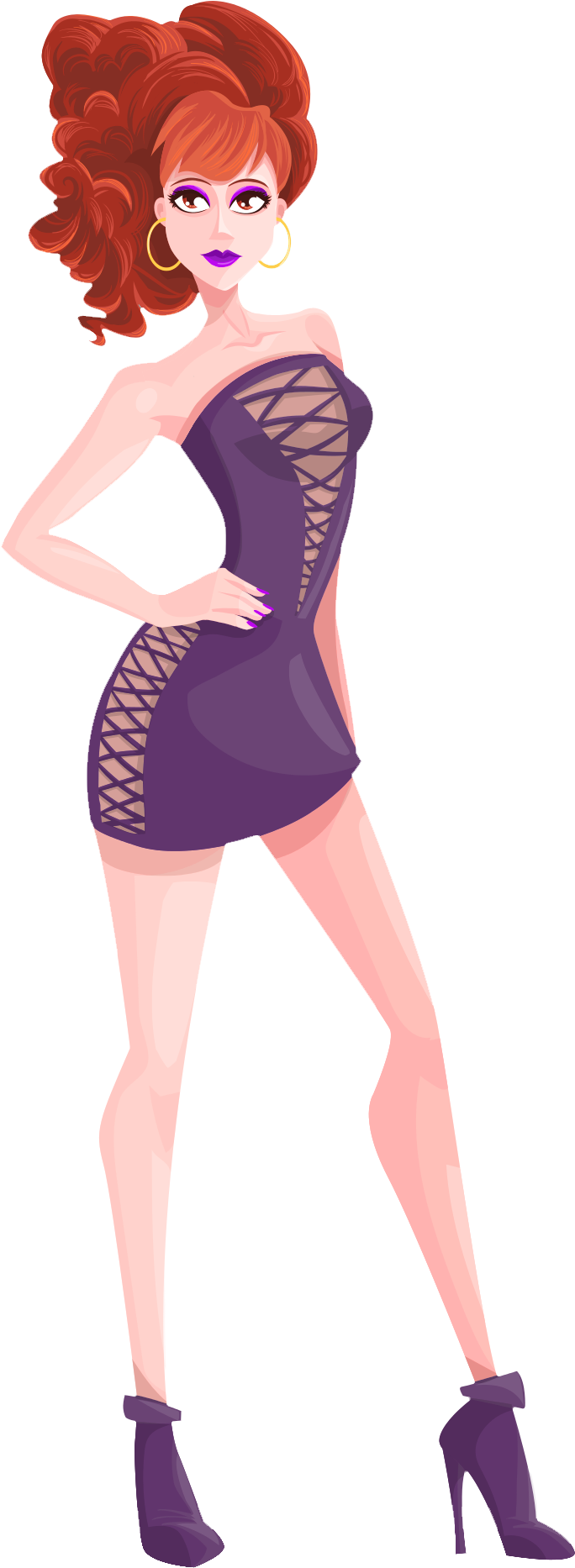 Sexy Girl Vector Png Transparent Image - Cocktail Dress (789x1977), Png Download