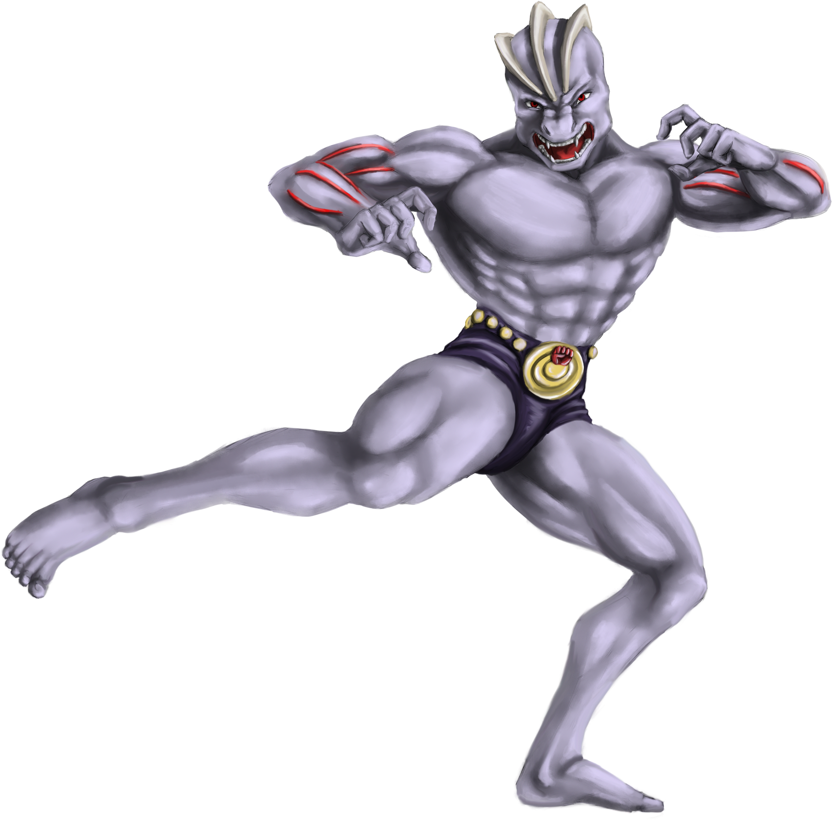 Machoke Used Low Kick By Muddytiger - Pokemon Machoke (2789x2626), Png Download