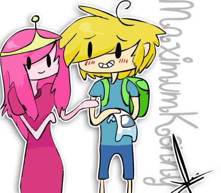 Finn X Princess Bubblegum By Maximumkenny-d3k3kih - Adventure Time Bubblegum X Finn (447x391), Png Download