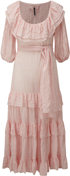 Eugenie Pink Striped Crinkle Dress - Lisa Marie Fernandez Eugenie Striped Cotton Dress (414x600), Png Download