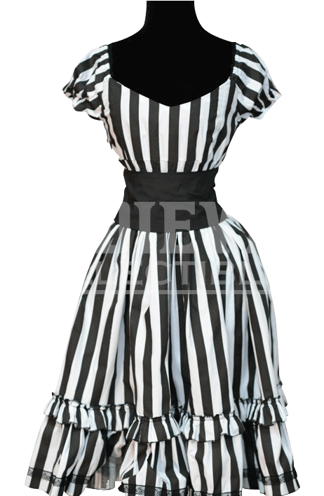 Gothic Black And White Striped Dress - Dress (707x707), Png Download