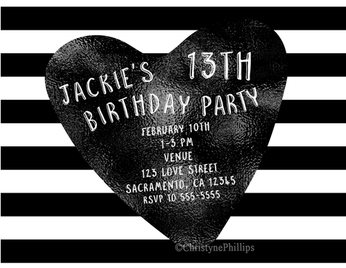 Dark Heart Black And White Stripes Modern Chic Teen - Monochrome (498x498), Png Download