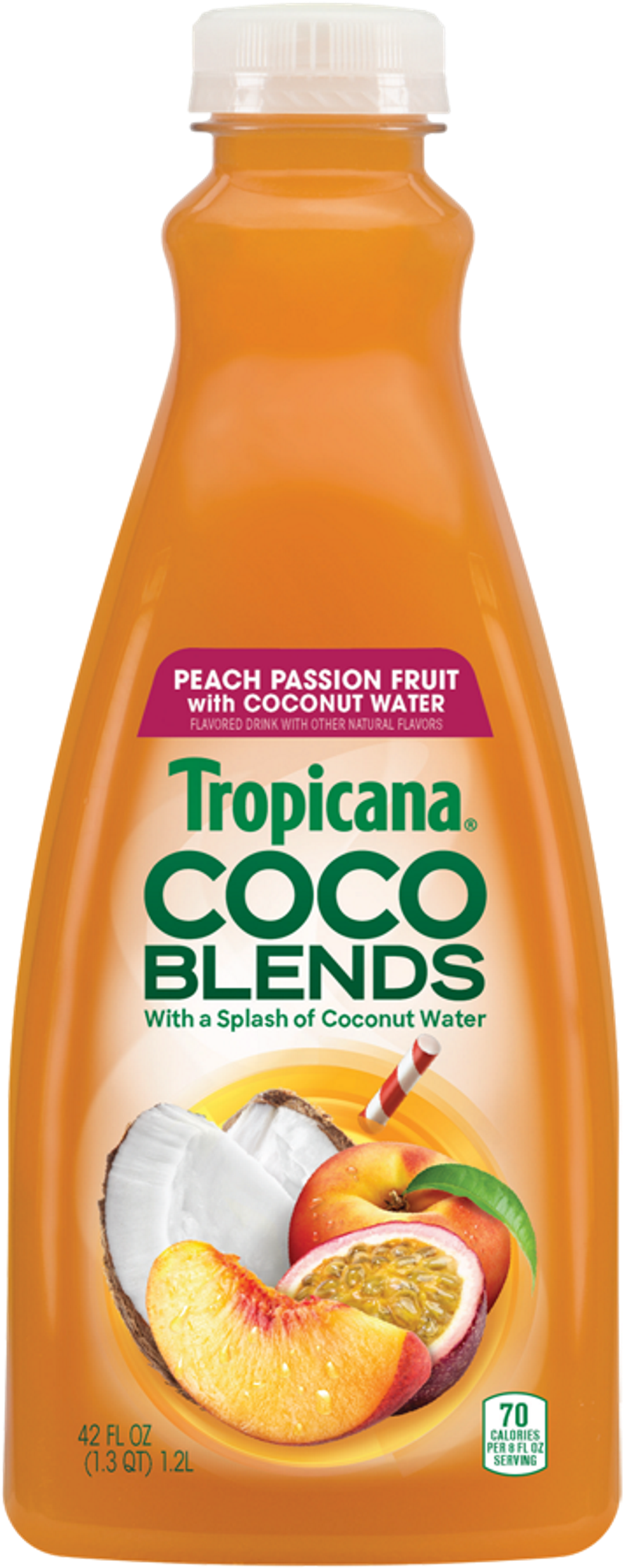 Tropicana Launches Coconut Water-based Juice Drink - Tropicana Peach Passion Fruit With Coconut Water Coco (900x2238), Png Download