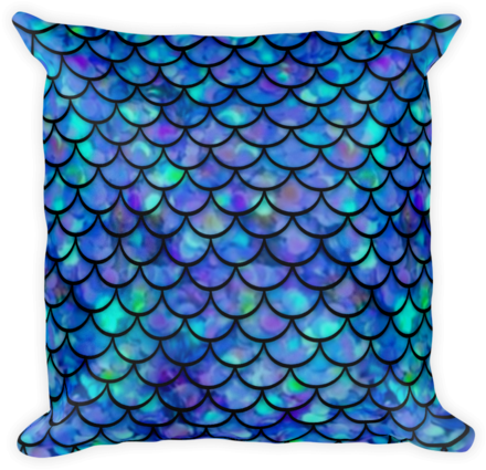 Indigo Blue Mermaid Fish Scales Pillow - Mermaid (480x480), Png Download