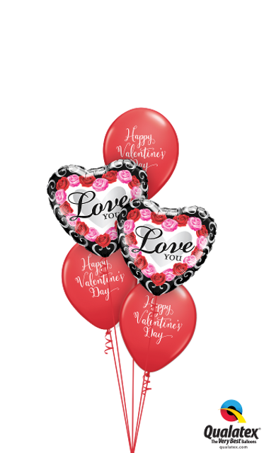 Pink & Red Roses Valentine Frame - 15cm Qualatex Quick Link Balloons Assorted Colours (373x640), Png Download